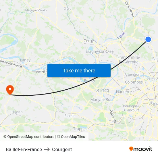 Baillet-En-France to Courgent map