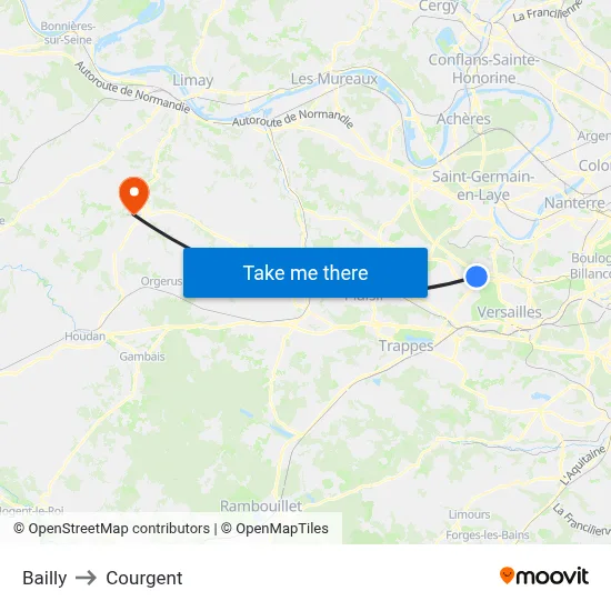 Bailly to Courgent map