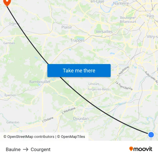 Baulne to Courgent map