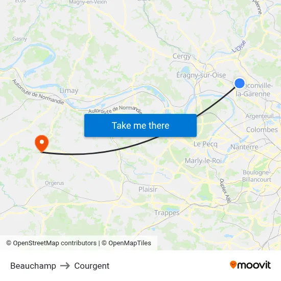 Beauchamp to Courgent map