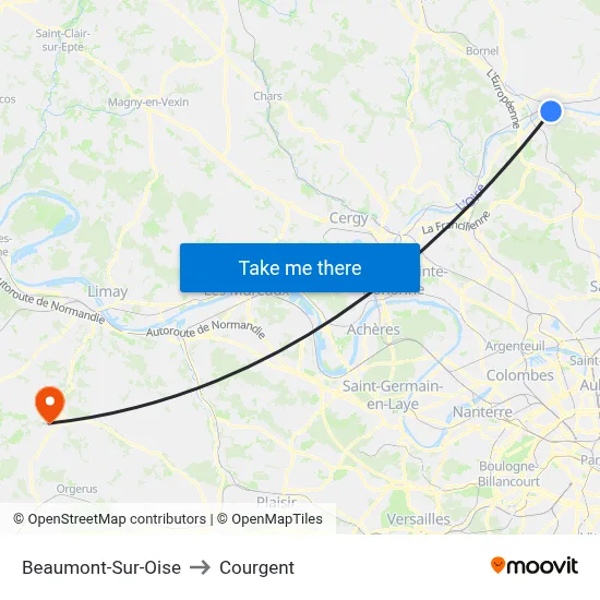 Beaumont-Sur-Oise to Courgent map