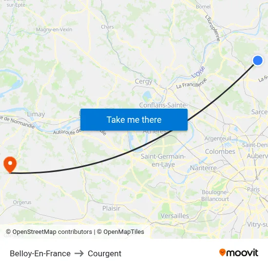 Belloy-En-France to Courgent map