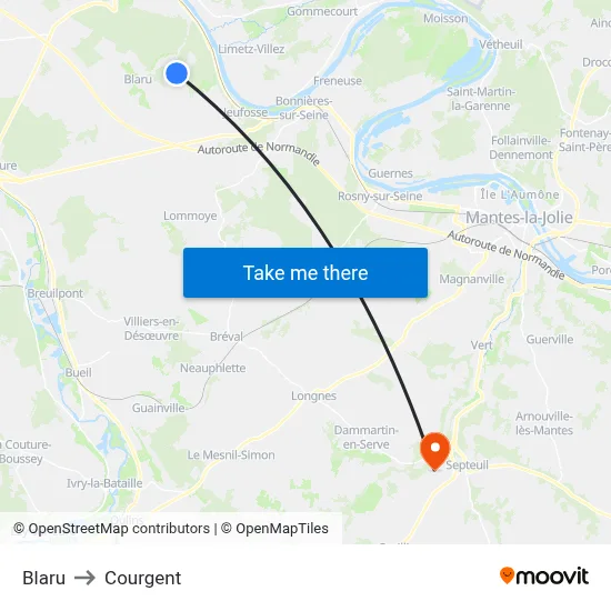Blaru to Courgent map
