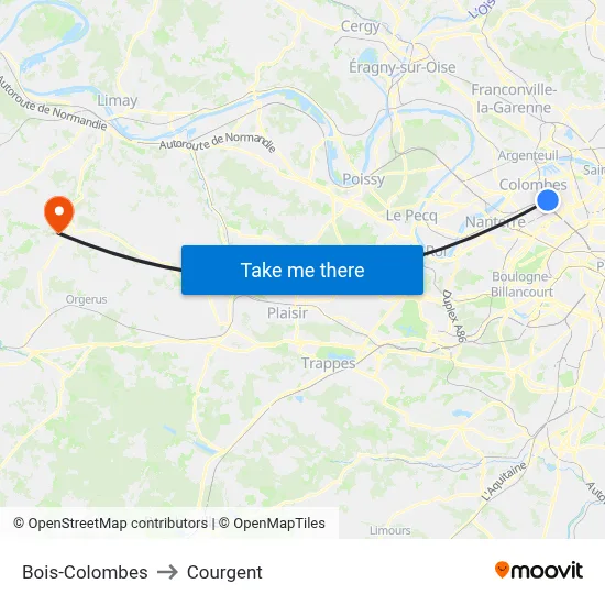 Bois-Colombes to Courgent map