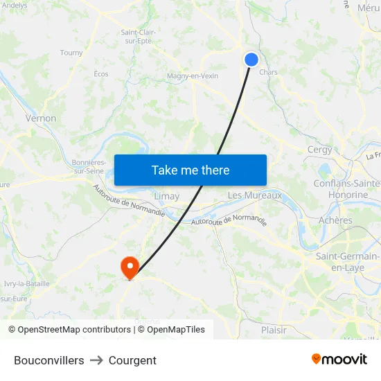 Bouconvillers to Courgent map