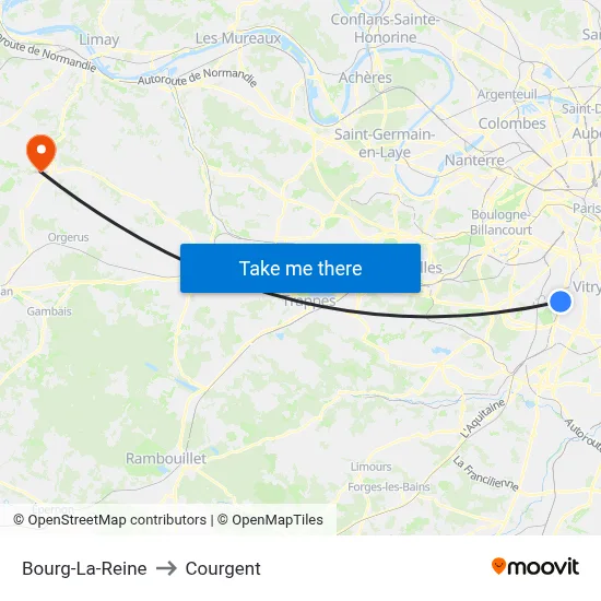 Bourg-La-Reine to Courgent map