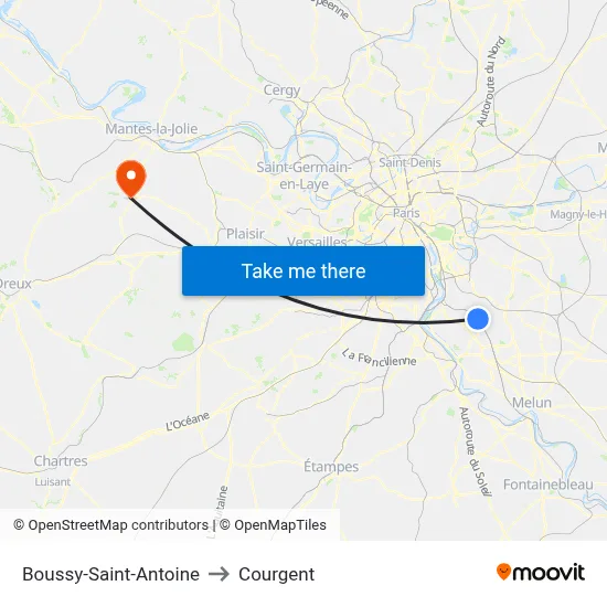 Boussy-Saint-Antoine to Courgent map