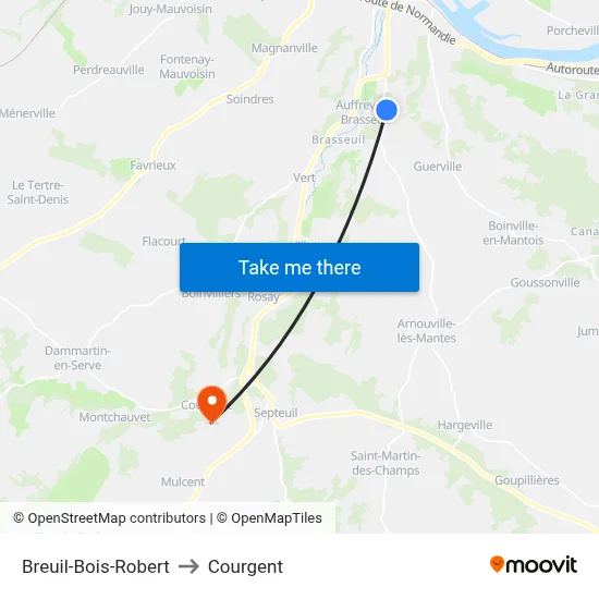 Breuil-Bois-Robert to Courgent map