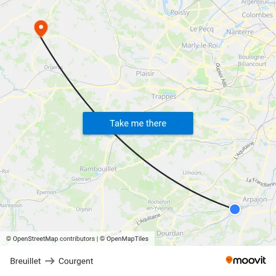 Breuillet to Courgent map