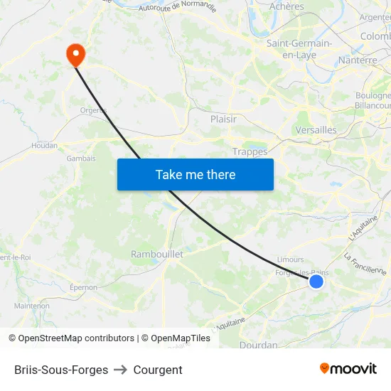 Briis-Sous-Forges to Courgent map