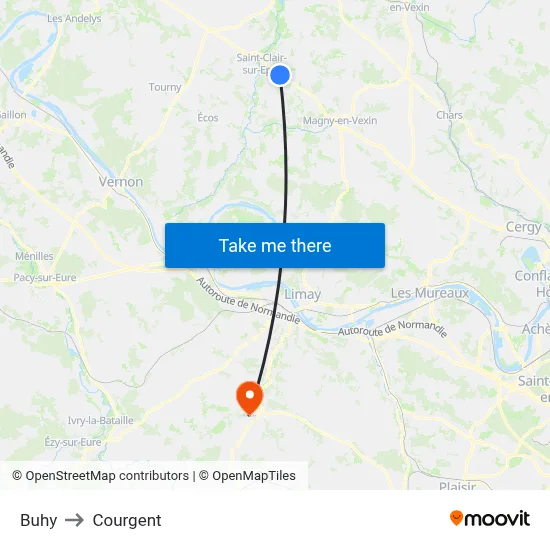 Buhy to Courgent map