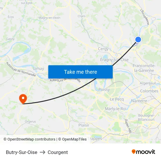 Butry-Sur-Oise to Courgent map