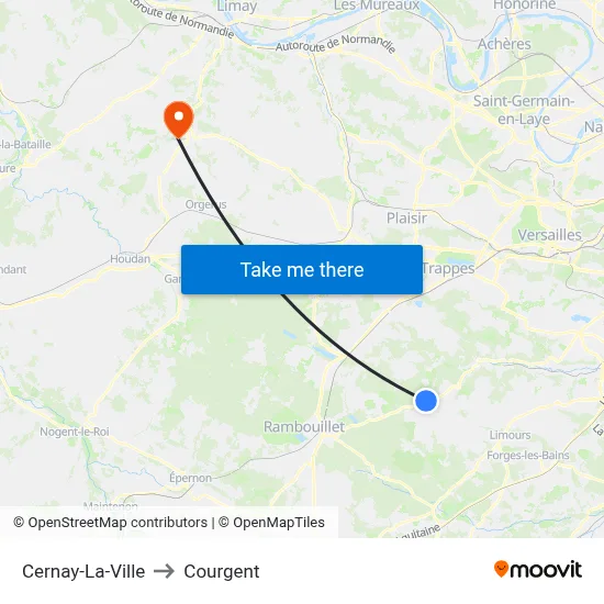 Cernay-La-Ville to Courgent map