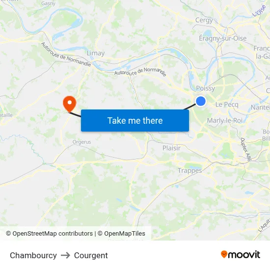 Chambourcy to Courgent map