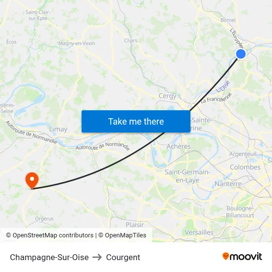 Champagne-Sur-Oise to Courgent map