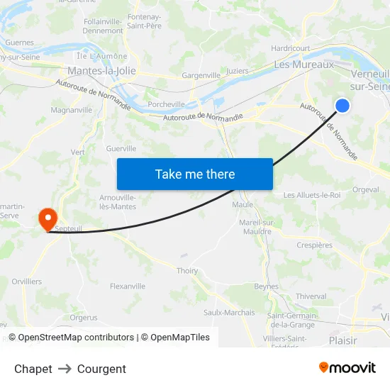 Chapet to Courgent map