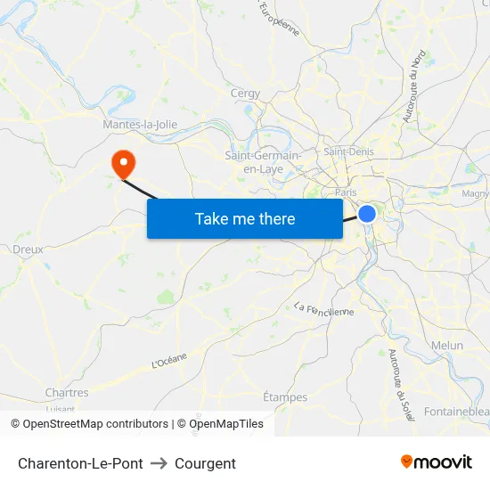 Charenton-Le-Pont to Courgent map