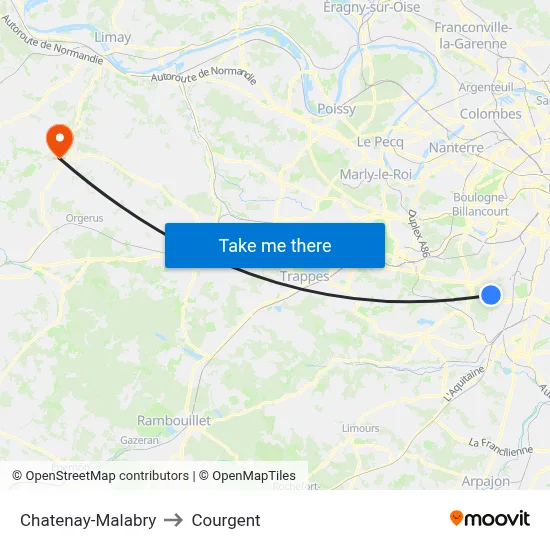 Chatenay-Malabry to Courgent map