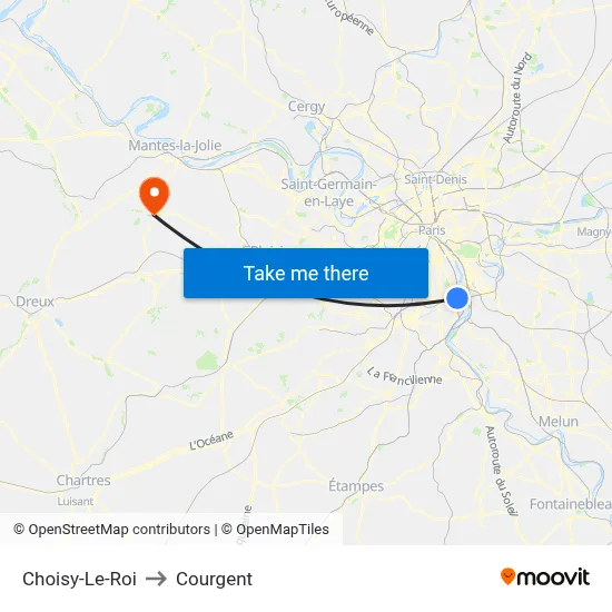 Choisy-Le-Roi to Courgent map