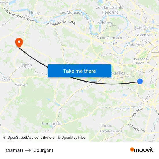 Clamart to Courgent map