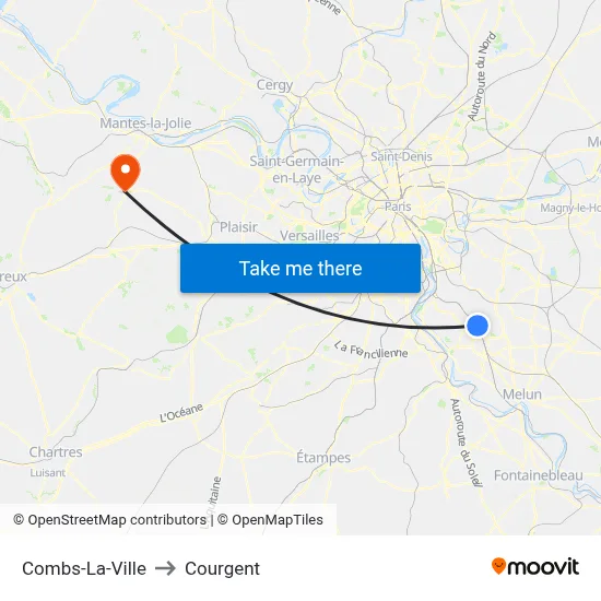 Combs-La-Ville to Courgent map