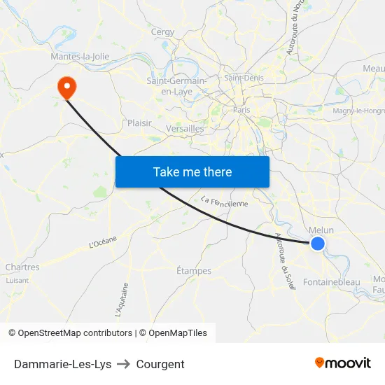 Dammarie-Les-Lys to Courgent map