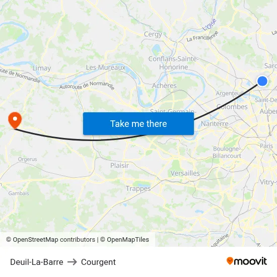 Deuil-La-Barre to Courgent map