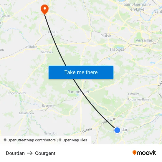 Dourdan to Courgent map