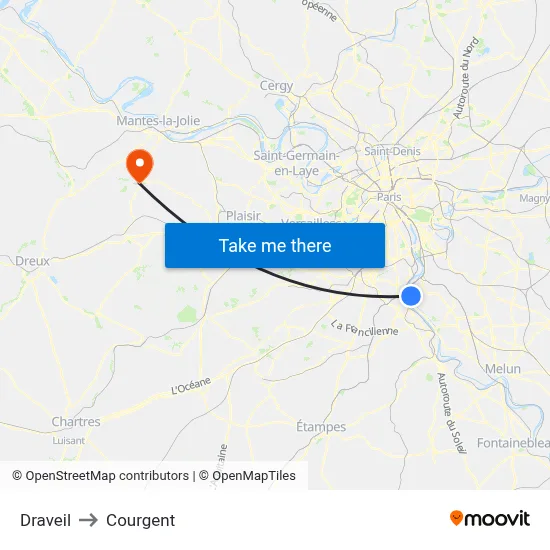 Draveil to Courgent map