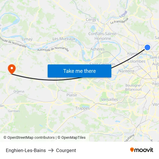 Enghien-Les-Bains to Courgent map