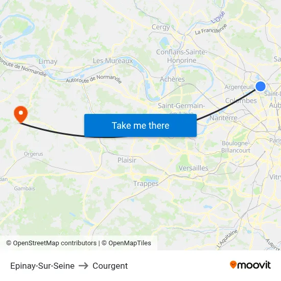 Epinay-Sur-Seine to Courgent map