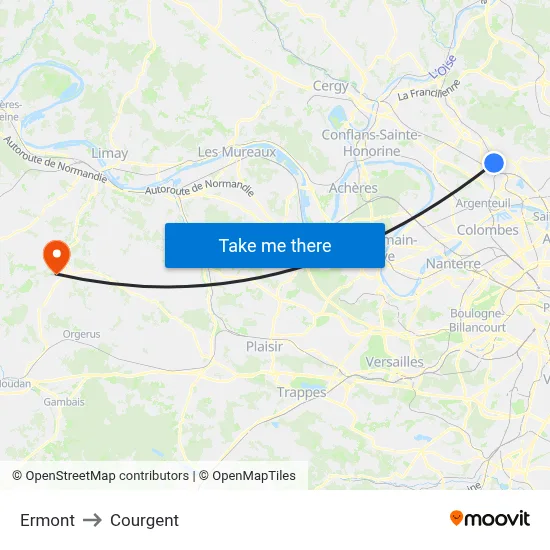 Ermont to Courgent map