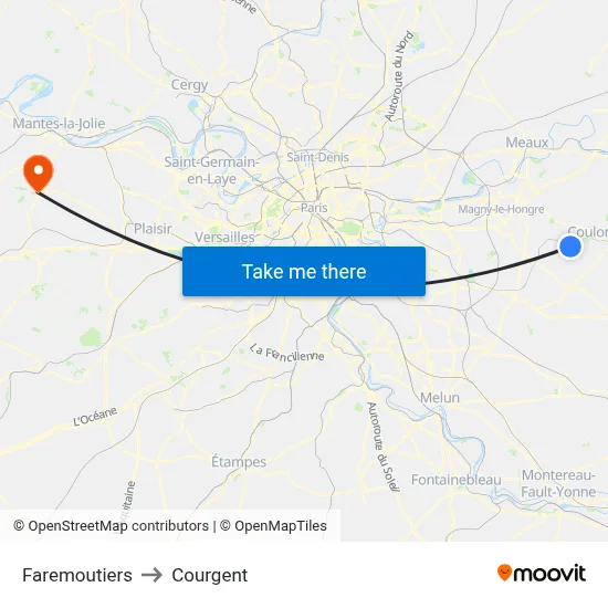 Faremoutiers to Courgent map