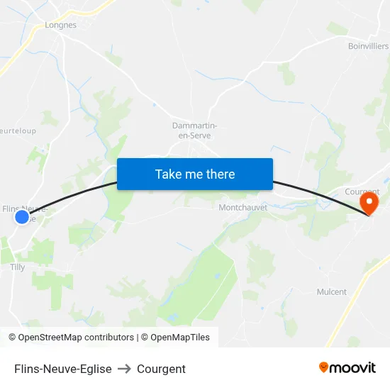 Flins-Neuve-Eglise to Courgent map