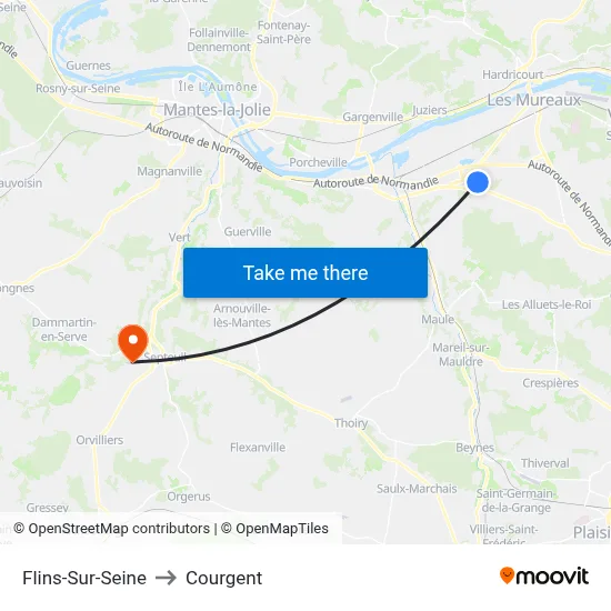 Flins-Sur-Seine to Courgent map