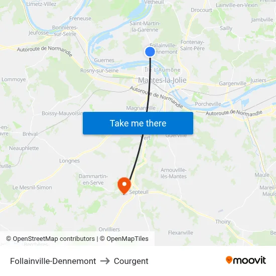 Follainville-Dennemont to Courgent map
