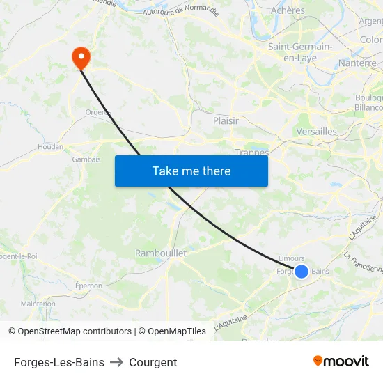 Forges-Les-Bains to Courgent map