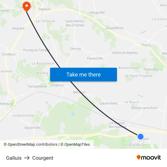 Galluis to Courgent map