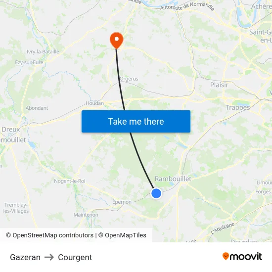 Gazeran to Courgent map