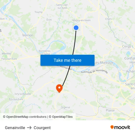 Genainville to Courgent map