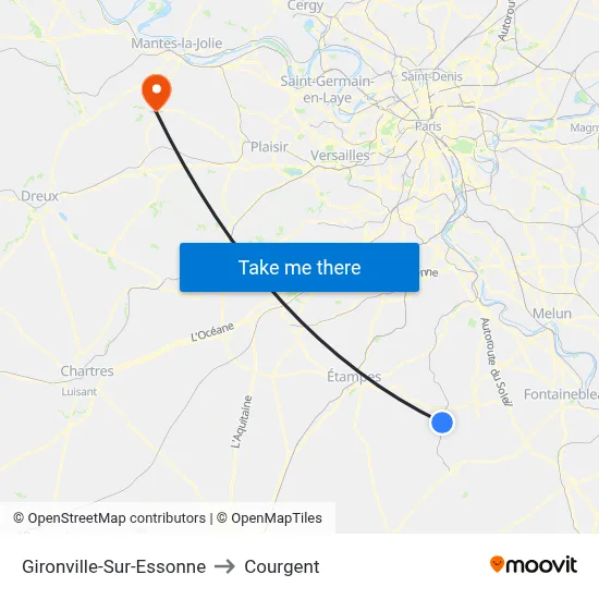 Gironville-Sur-Essonne to Courgent map