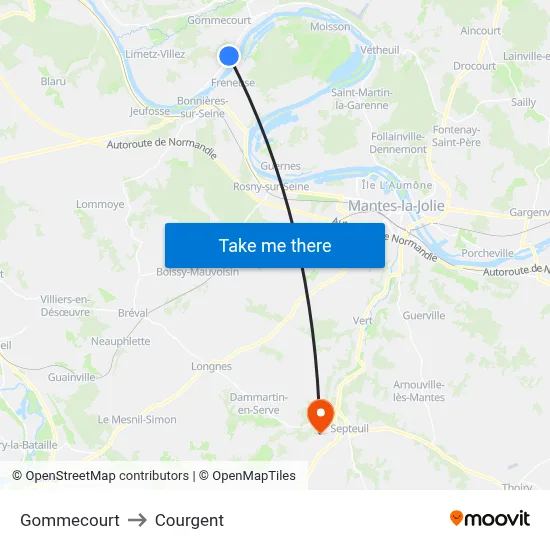 Gommecourt to Courgent map