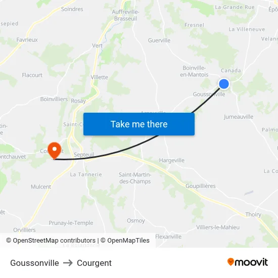 Goussonville to Courgent map