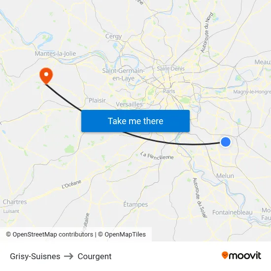 Grisy-Suisnes to Courgent map