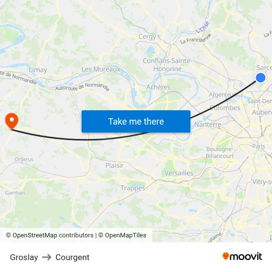 Groslay to Courgent map