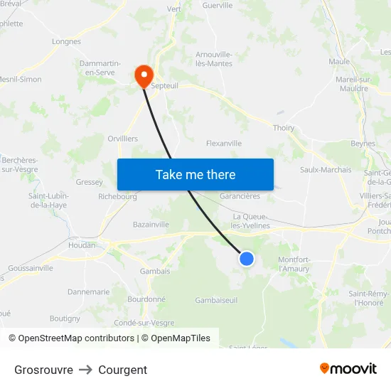 Grosrouvre to Courgent map