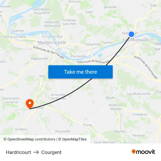 Hardricourt to Courgent map