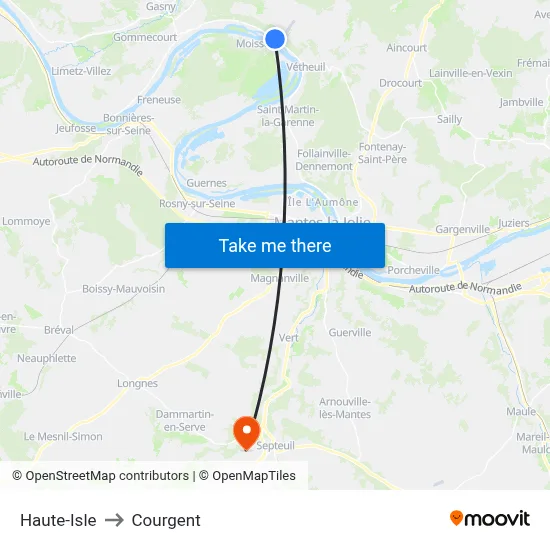 Haute-Isle to Courgent map