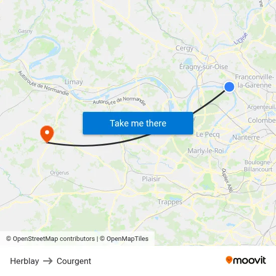Herblay to Courgent map