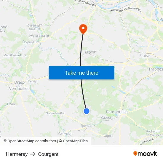 Hermeray to Courgent map